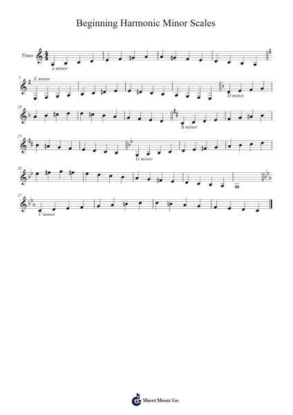 Beginning Harmonic Minor Scales Sheet Music by Bobbi Gasparelli-Arr.Mablia Finkeith