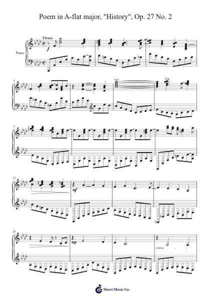 Poem in A-flat major, "History", Op. 27 No. 2 Sheet Music by Fitchhy-Arr.Macre Accer