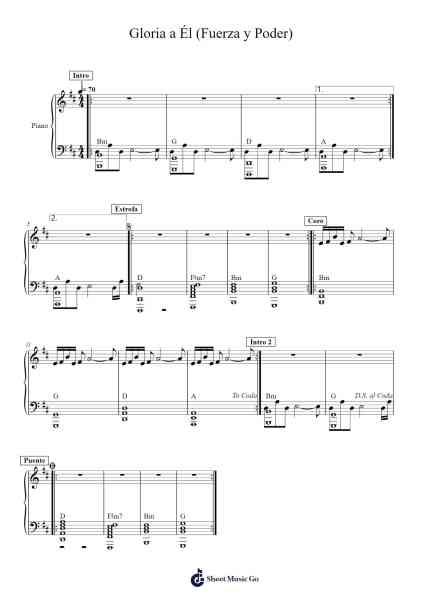 Gloria a Él (Fuerza y Poder) Sheet Music by Elevation Worship-Arr.Egger Daveky