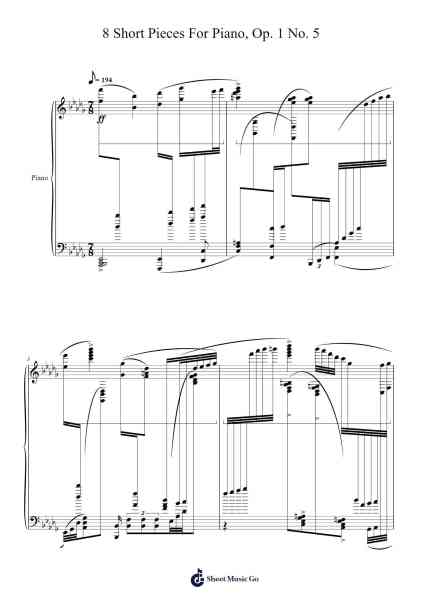 8 Short Pieces For Piano, Op. 1 No. 5 Sheet Music by Jabez Hemilo-Arr.Uppold Bruckey