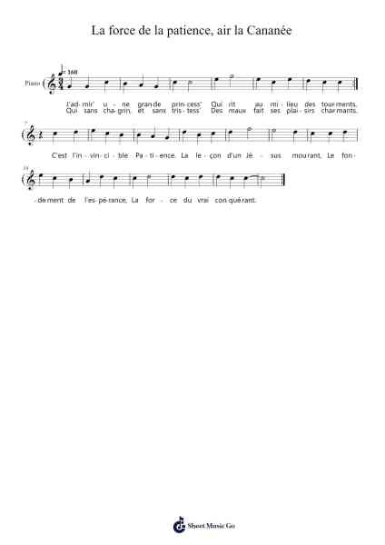 La force de la patience, air la Cananée Sheet Music by Lopeare-Arr.Wattsh