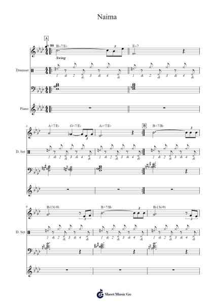 Naima Sheet Music by John Coltrane-Arr.Merdawn