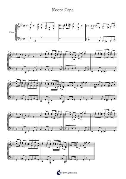 Koopa Cape Sheet Music by Misc Computer Games-Arr.Rooryl Petnoel