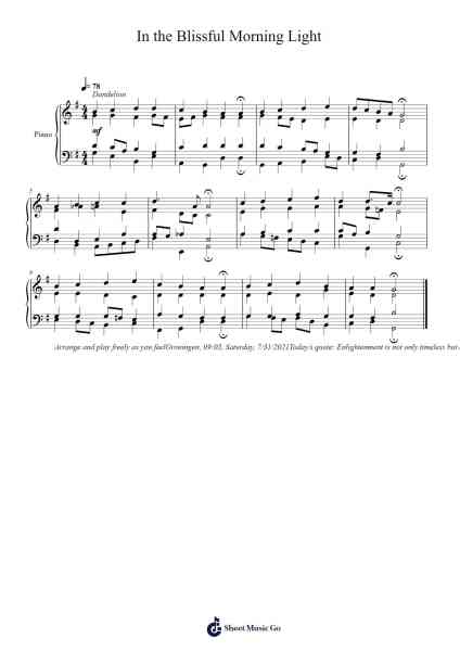 In the Blissful Morning Light Sheet Music by Toursbur-Arr.Gillling