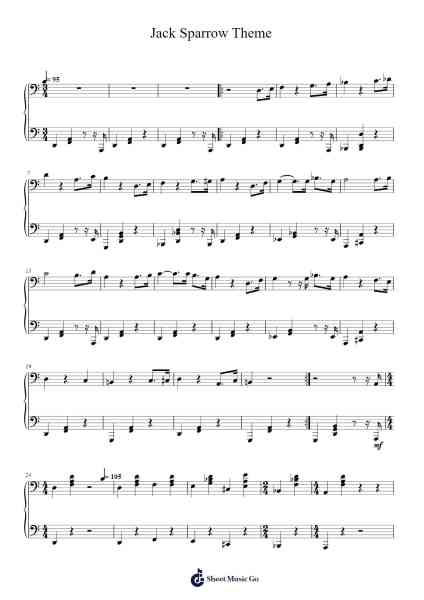 Jack Sparrow Theme Sheet Music by Hans Zimmer-Arr.Geornic Hicksjoe