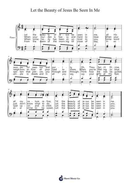 Let the Beauty of Jesus Be Seen In Me Sheet Music by Albert W. T. Orsborn-Arr.Pubey
