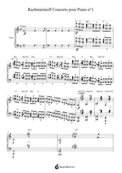 Piano Concerto No. 1 in F-Sharp Minor, Op. 1 Sheet Music by Sergei Rachmaninoff-Arr.Bobliot Bardpenn