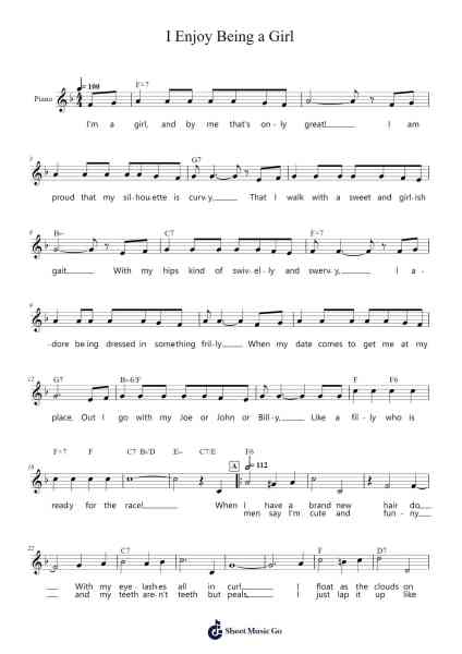 I Enjoy Being a Girl Sheet Music by Rodgers & Hammerstein-Arr.Frednice Daveburns