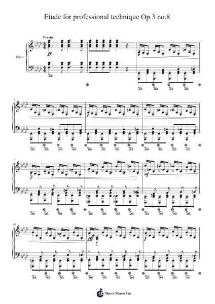 Etude for Professional Technique Op. 3 No. 8 Sheet Music by 라이 2-Arr.Auslus Yeachard