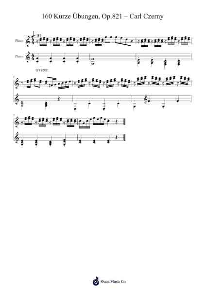 160 Kurze Übungen, Op. 821: No. 3 Sheet Music by Carl Czerny-Arr.Fordniah