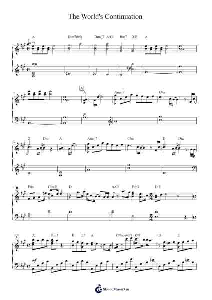 The World's Continuation Sheet Music by Ado-Arr.Caescott