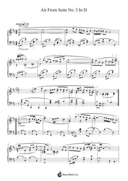 Suite No. 3 in D Major, BWV 1068: II. Air Sheet Music by Johann Sebastian Bach-Arr.Crotiane Shawshop