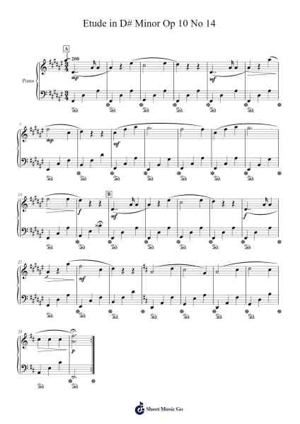 Etude in D# Minor Op 10 No 14 Sheet Music by Yvesmeg Todrey-Arr.Hores