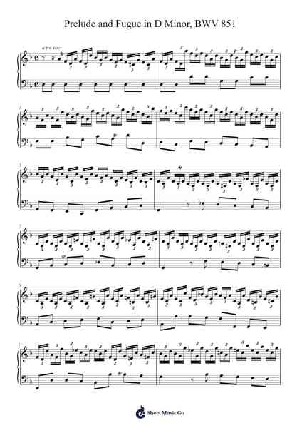 Prelude and Fugue in D Minor, BWV 851 Sheet Music by Johann Sebastian Bach-Arr.Wyann Ianli