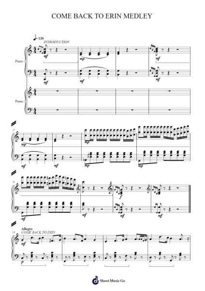 COME BACK TO ERIN MEDLEY Sheet Music by A. P. Wyman-Arr.Gardi Clairero