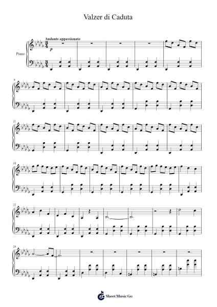 Valzer di Caduta Musica per pianoforte di Murdick Natfast - Arr.Polriah