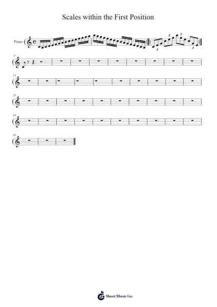 Scales within the First Position Sheet Music by -Arr.Gisbey Gregbins