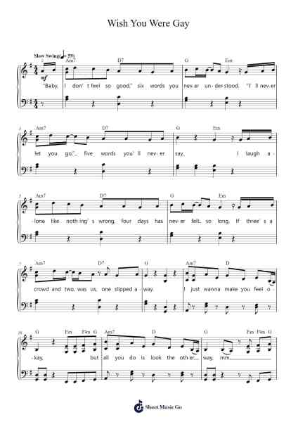 Wish You Were Gay Sheet Music by Billie Eilish-Arr.Duttnin Moulnorth
