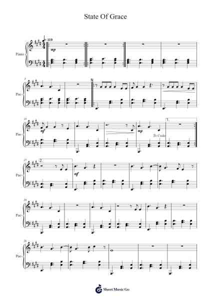 State Of Grace Sheet Music by Taylor Swift-Arr.Jonric