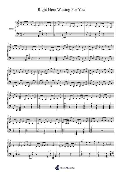 Right Here Waiting For You Sheet Music by Bethany Terzah-Arr.Gailmand