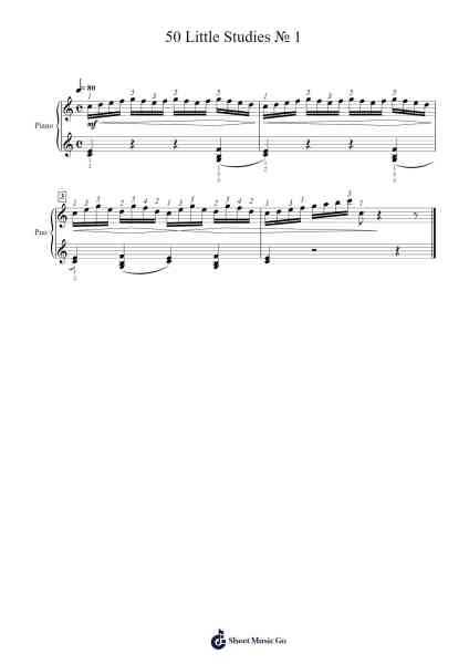 50 Little Studies No. 1 Sheet Music by Carl Czerny-Arr.Vicstowe Diaearl