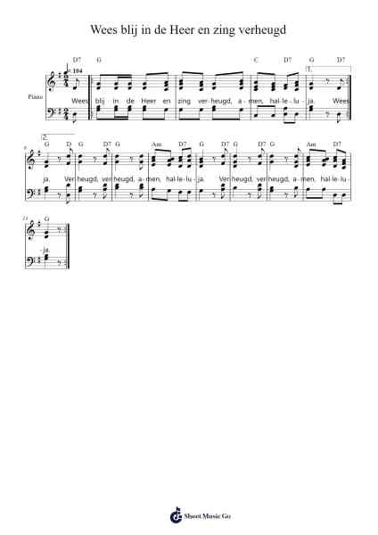 Wees blij in de Heer en zing verheugd Sheet Music by -Arr.Blybohm