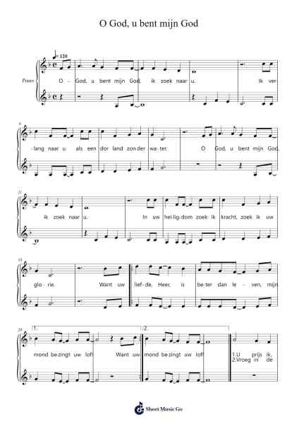 O God, u bent mijn God Sheet Music by M. Wittal-Arr.Blajeames Yulewood