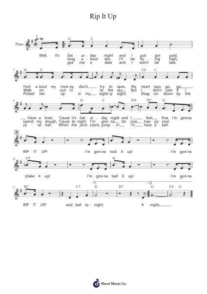 Rip It Up Sheet Music by Little Richard-Arr.Hugsay