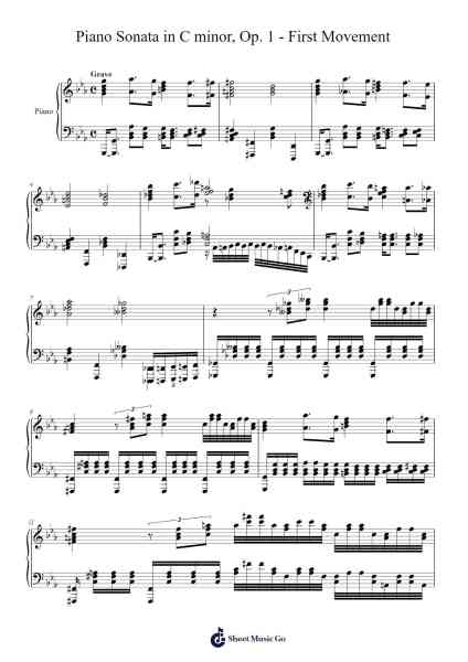 Piano Sonata in C minor, Op. 1 - First Movement Sheet Music oleh undefined-Arr.Zaharte Whlith
