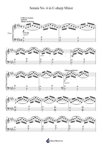 Sonata No. 4 in C-sharp Minor Sheet Music by cardistcuber-Arr.Windwood