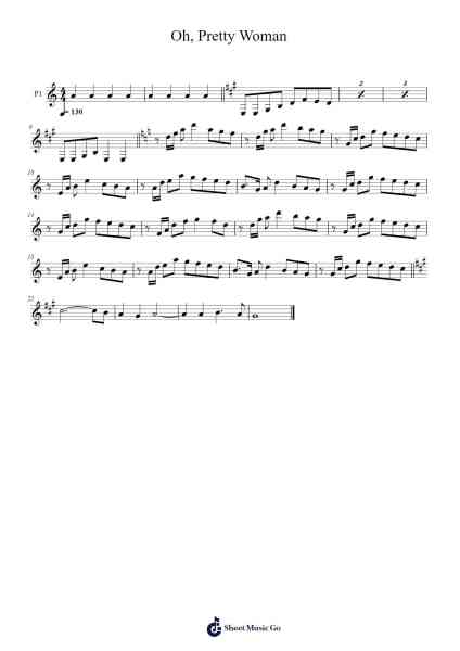 Oh, Pretty Woman Sheet Music by Roy Orbison-Arr.Chilflower