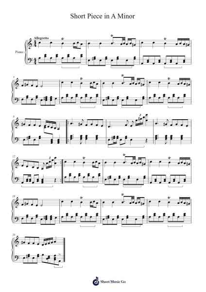 Short Piece in A Minor Sheet Music by Joshua Cohon-Arr.Hobbaird Birdsibyl