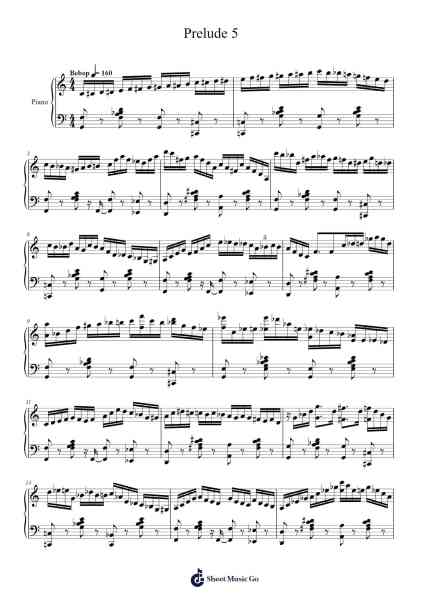 Prelude 5 Sheet Music by Davide Battarino-Arr.Thodorece