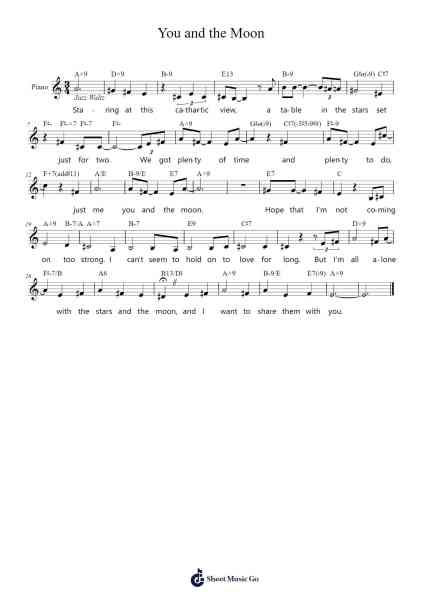 You and the Moon Sheet Music by Jimmy Waltman-Arr.Anolds
