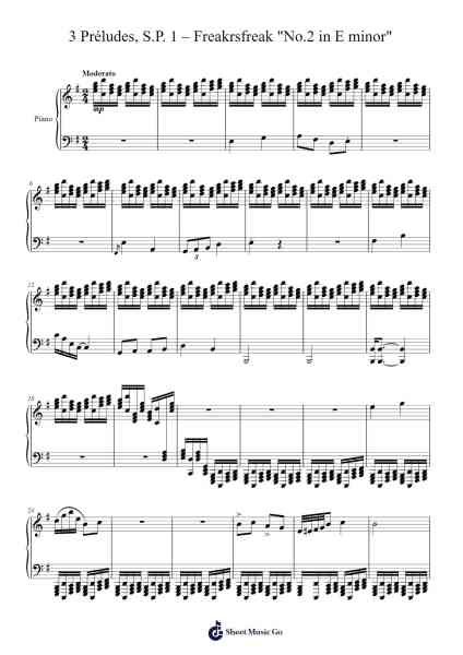 3 Préludes, S.P. 1: No. 2 in E Minor Sheet Music by Edboyce-Arr.Backwey Naric