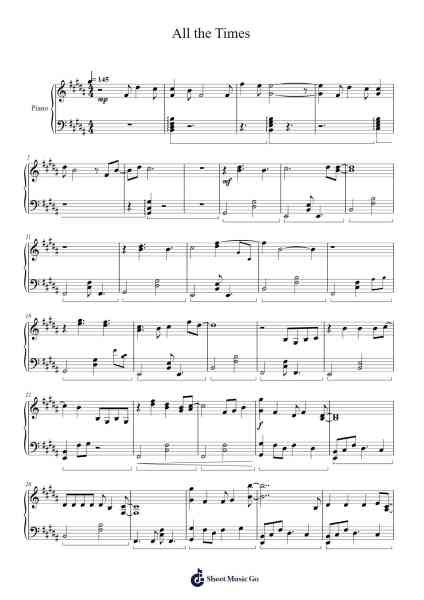 All the Times Sheet Music by Fizzz-Arr.Vicnick Hoodpy