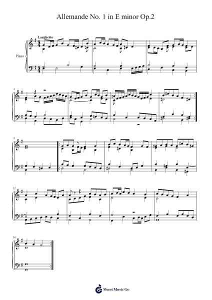 Allemande No. 1 in E minor Op.2 Sheet Music by Windling Canzoe-Arr.Oryet Zosoll