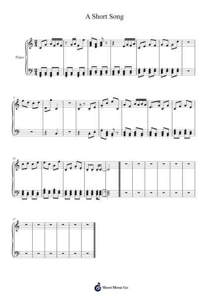A Short Song Sheet Music by Max Collingwood-Arr.Bettiane Rexpoe