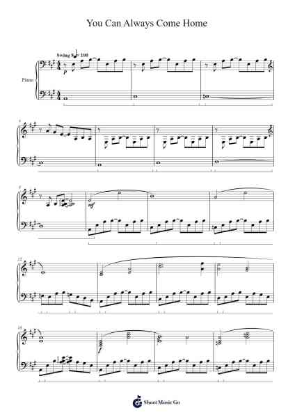 You Can Always Come Home Sheet Music by Toby Fox-Arr.Derkins