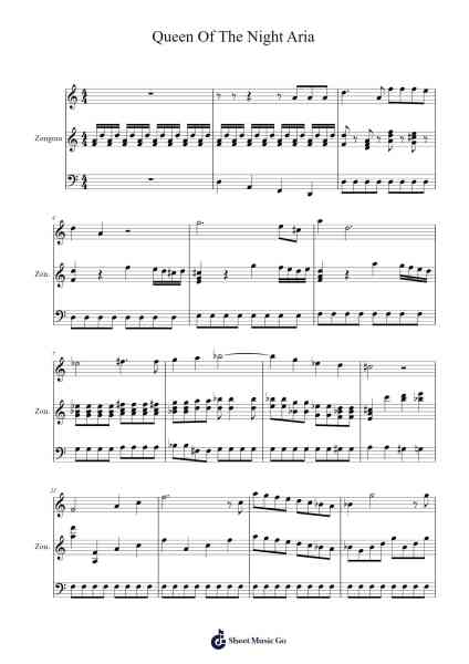 Queen of the Night Aria from The Magic Flute, K. 620 Sheet Music by Wolfgang Amadeus Mozart-Arr.Chandys Jehan