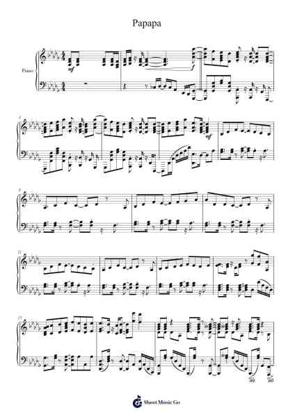 Papapa Sheet Music by zaxsonlum00-Arr.Caescott
