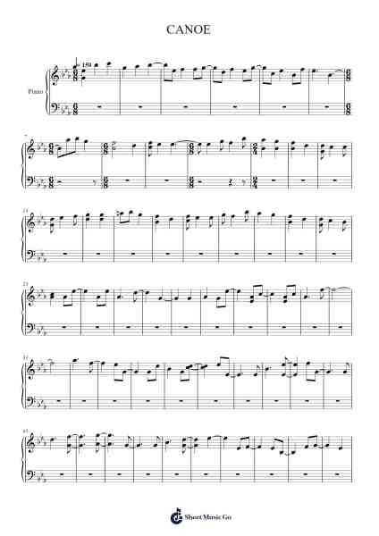 CANOE Sheet Music by -Arr.Triswolf Roochel