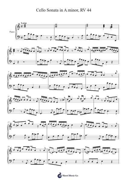 Cello Sonata in A Minor, RV 44 Sheet Music by Antonio Vivaldi-Arr.Blychel