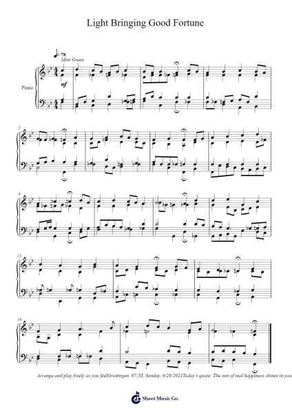 Light Bringing Good Fortune Sheet Music by Toursbur-Arr.Bownio Elroytier