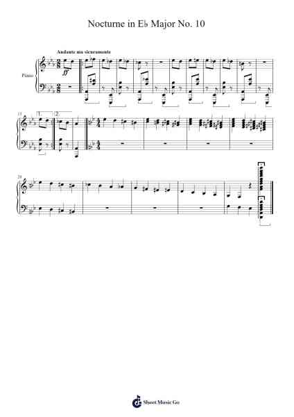 Nocturne in E♭ Major No. 10 Sheet Music by Theos Emmanuèl-Arr.Ution Foxwer