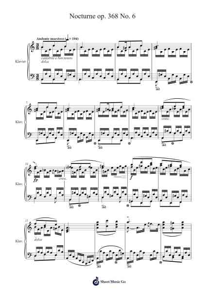 Nocturne Op. 368 No. 6 Sheet Music by Carl Czerny-Arr.Yesea