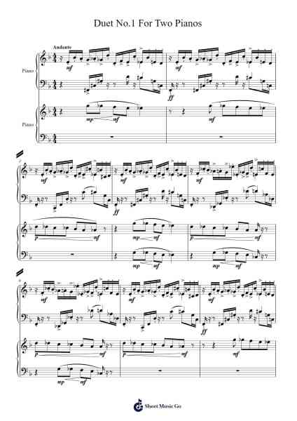 Duet No.1 For Two Pianos Sheet Music by -Arr.Sigjeff