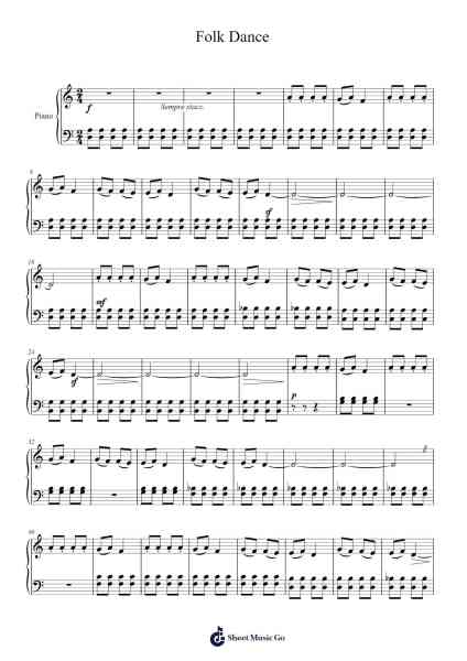 Folk Dance Sheet Music by Béla Bartók-Arr.Hoodlyle Joyyoung