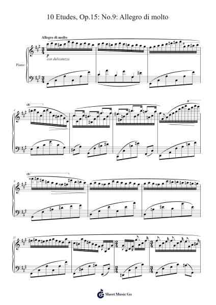 10 Etudes, Op. 15: No. 9 Allegro di molto Sheet Music by Sergei Bortkiewicz-Arr.Wescan