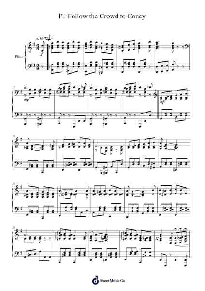 I'll Follow the Crowd to Coney Sheet Music by Joseph F. Lamb-Arr.Robva